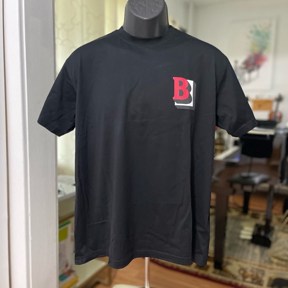 EUC Men’s Oversized Burberry 3D Logo Print Tee 100% Cotton In Black/White/Red - Picture 9 of 16
